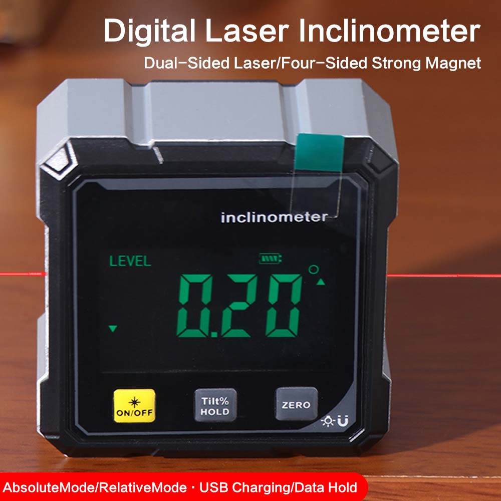 Magnetic Suction Level Protractor Inclinometer Four Sided Tilt Angle Box  Electronic Level Laser