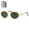 Trendy Oval Frame Metal Sunglasses 9521 - European & American Style