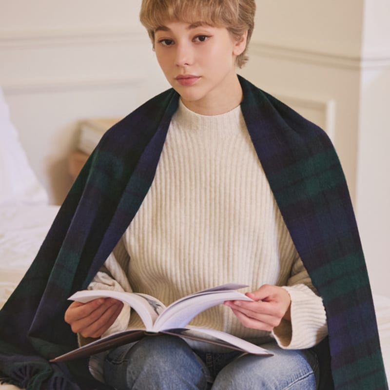 ABRAHAM MOON Merino Wolle Schal 70cm - Black Watch