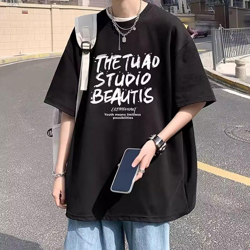 Heavy Short-Sleeved T-Shirt Men'S Summer Trendy Brand Trend Loose Men'S Clothes American Large-Size Student T-Shirt