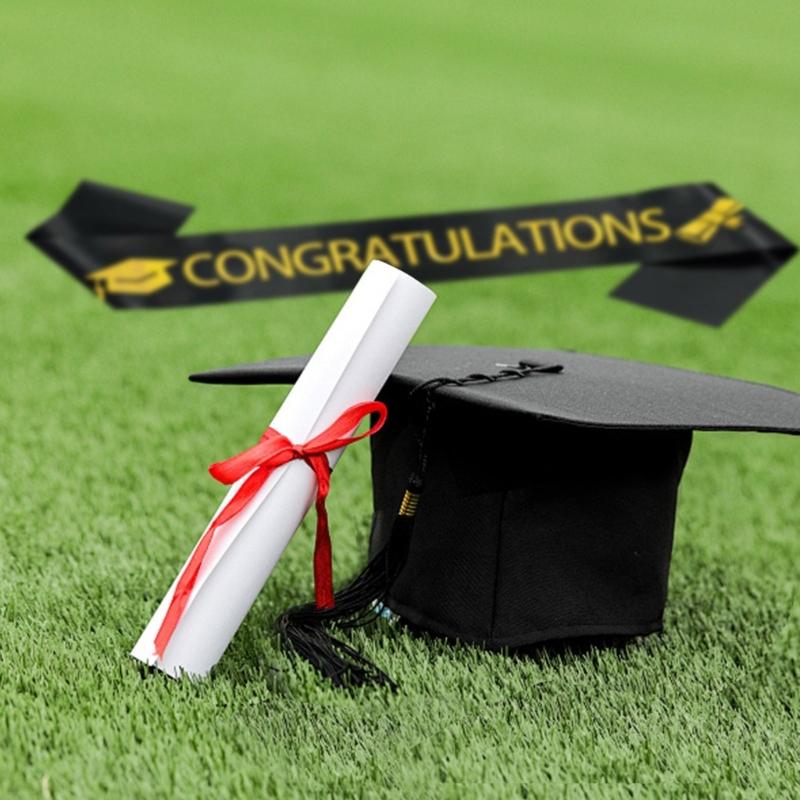 Graduation Caps and Graduation Sash 2025 Set for High School College Bachelors 2Pieces Congrats Grad Party Supplies