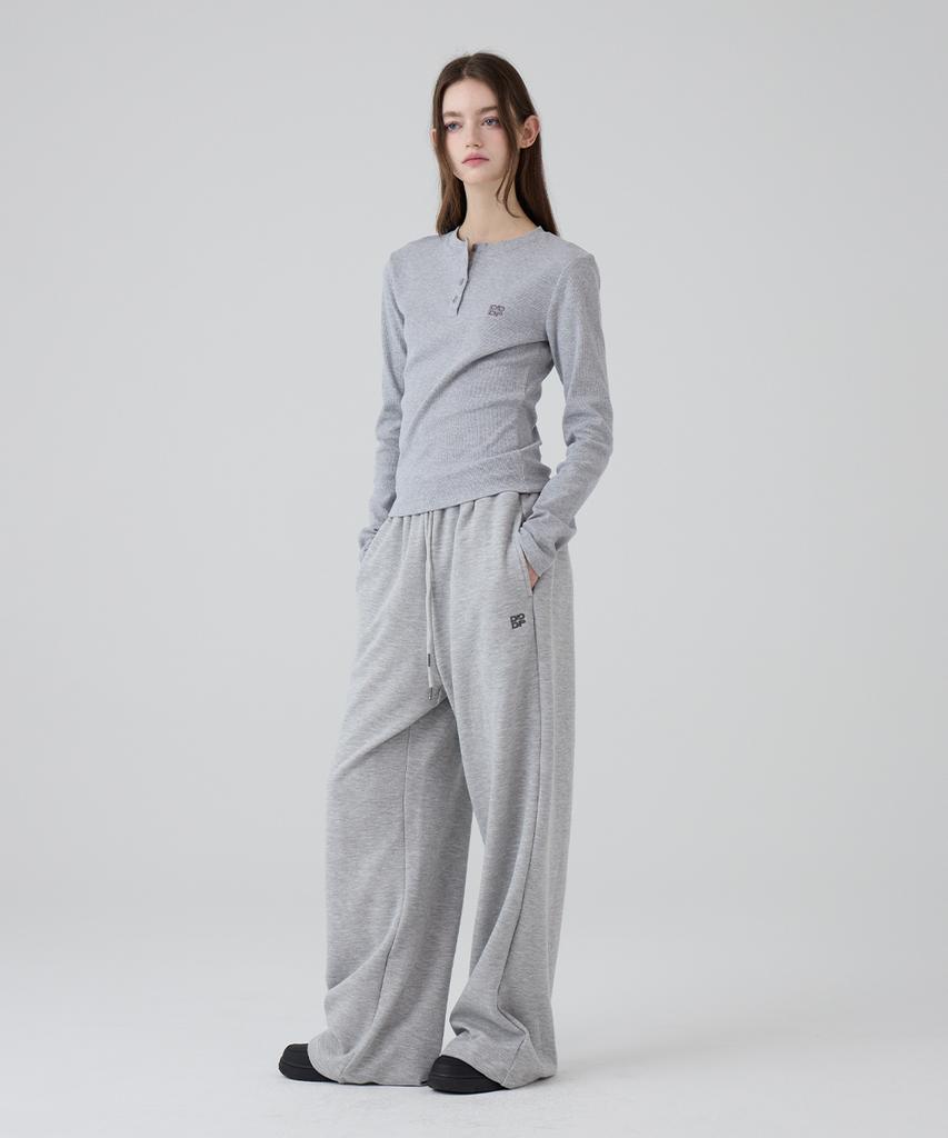 DANGLEDROP Dgdp Square Logo Wide Sweatpants_Melange Grey