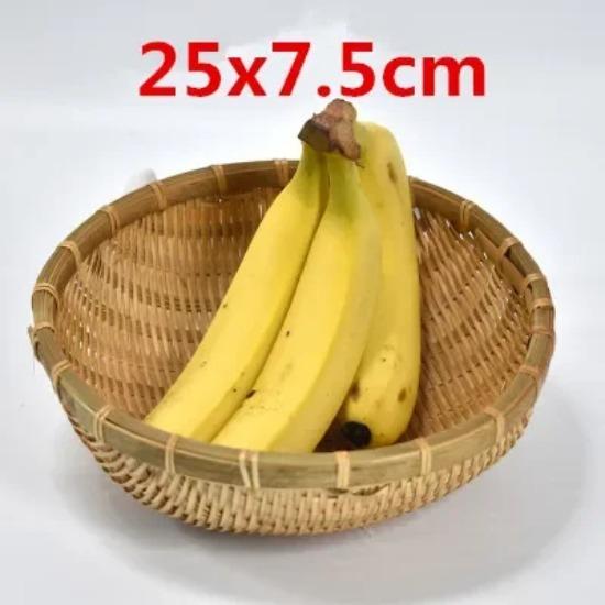 Natural Handmade Bamboo Baskets Fruit Vegetables Bread Rattan Steamed Storage Basket Home Tableware Storage Box Bread Basket