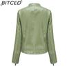BITCED Rivet Fashion Stójka Skórzana Kurtka Jednolity Kolor Casualowa Kurtka dla Kobiet Wiosna/Jesień Odzież Wierzchnia
