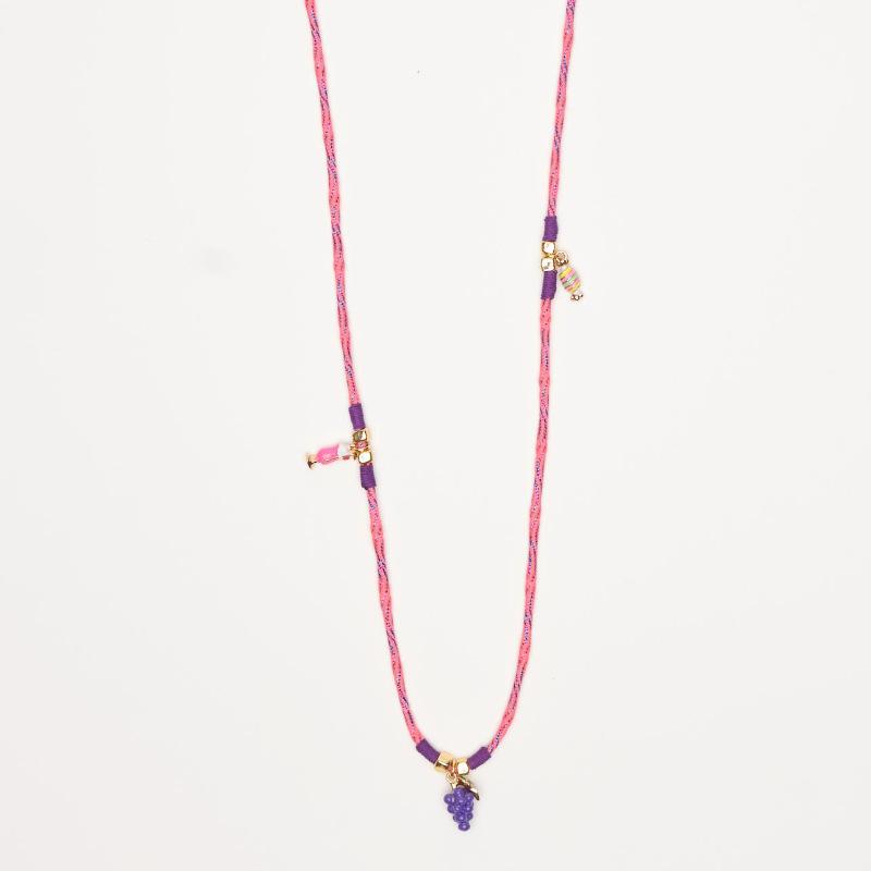 Personalized Valentine'S Day Hamburger Fries Pendant Color Rope Knitted Rope Necklace Electroplating Gold Color Preservation Batch