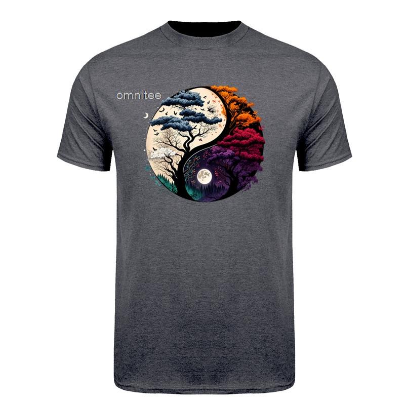 New Design Tree of Life Yin Yang TShirt Short Sleeve Streetwear Tee Cotton Loose Oversized T Shirt HJ043
