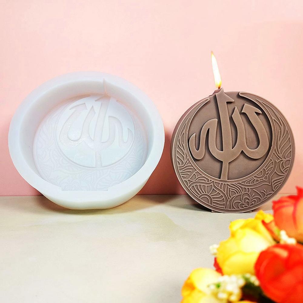 DIY Mosque Style Round Moon Aromatherapy Candle Mold for Eid al Fitr Luna Candle Soap Making Tool Home Decoration Ornament