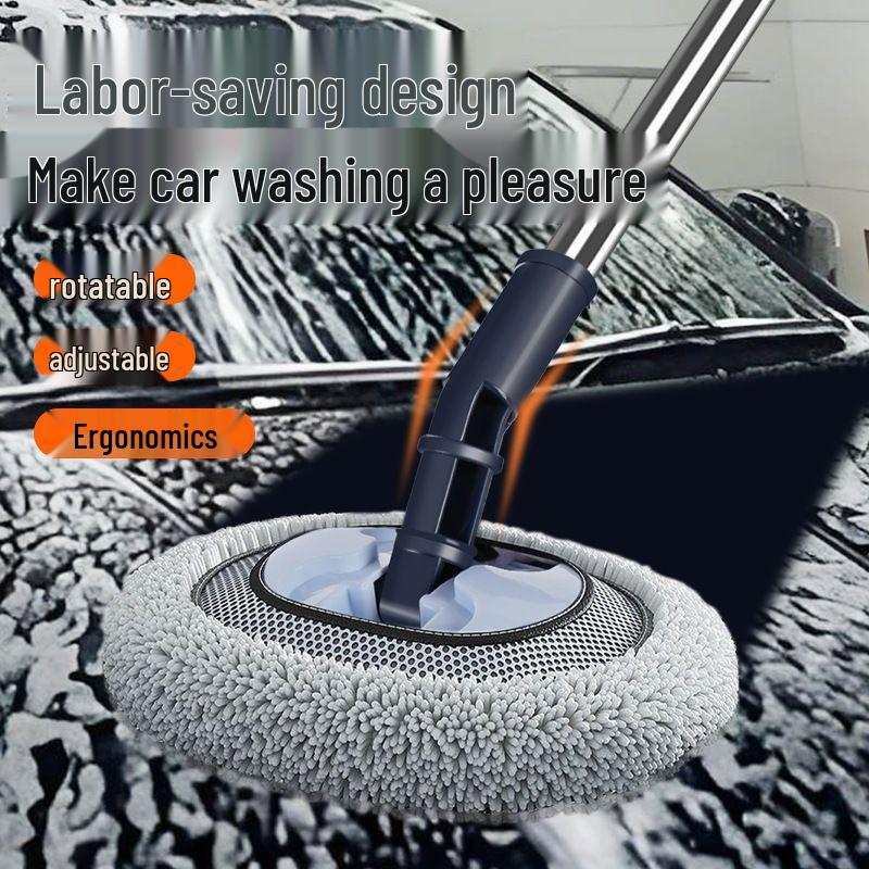 Telescopic Soft Bristle Car Wash Mop – Paint-Safe, Bendable Handle, Dust Removal Brush Bendable Telescopic Mop + 1 Chenille Head