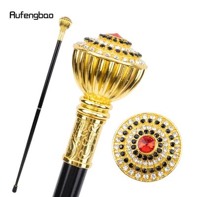 Kunstmatige Diamant Type Gouden Wandelstok Mode Decoratieve Wandelstok Gentleman Elegant Cosplay Stok Knop Kromstaf 90cm