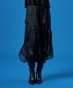 Collet Chiffon Flare Asymmetrical Long Skirt [Black] Kcl.