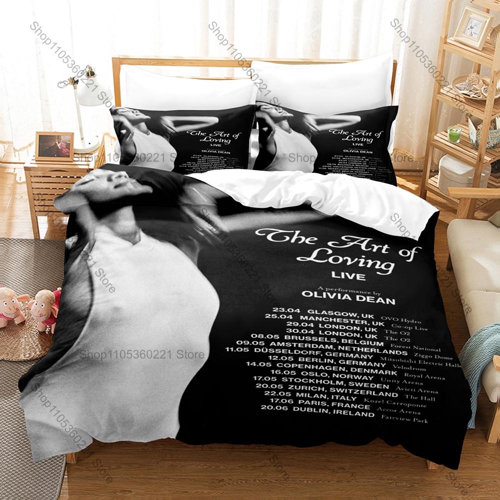 Olivia Dean Fan Merch Duvet Cover + 2 Pillowcases, Fashion Print Bedding Set for Music Lovers Collection