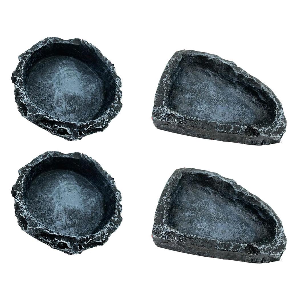 2Pcs Reptile Water Dishes Food Bowls Resin Terrarium Decor Worm Feeder for Frog Bearded Dragon Amphibian Hermit Crab Chameleon