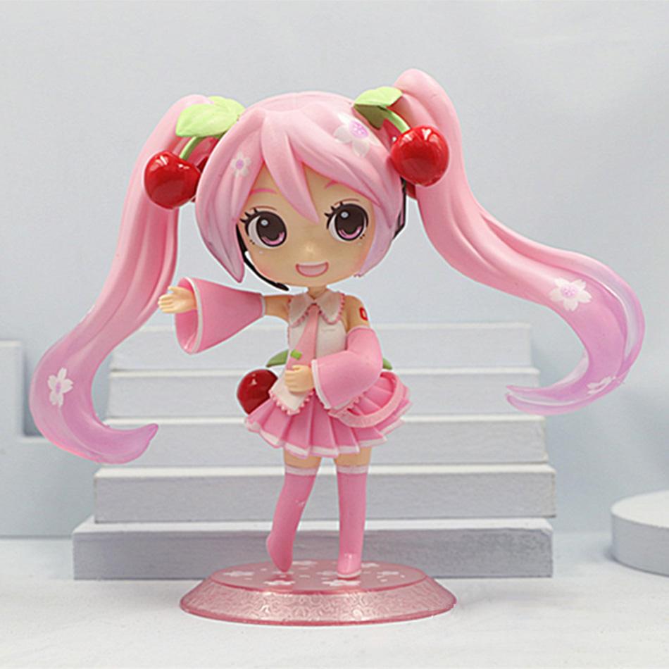 Anime New Hatsune Miku Figure Mini Character Ornaments Kawai Pink Green Hatsune Home desk Decoration Adult Toy kid Birthday Gift