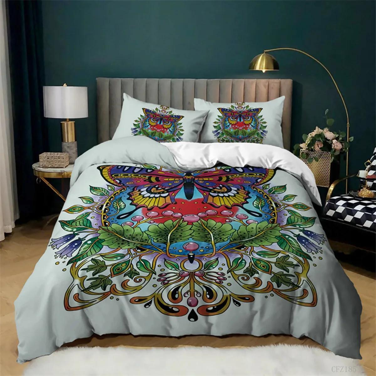 

Comforter Retro Butterfly Europe Moth For Children Boys Girls Teens Mystic Fantasy For Room Dorm Decorative Queen King Size Comforter (quilt)-EU Single(135*200cm)3pcs