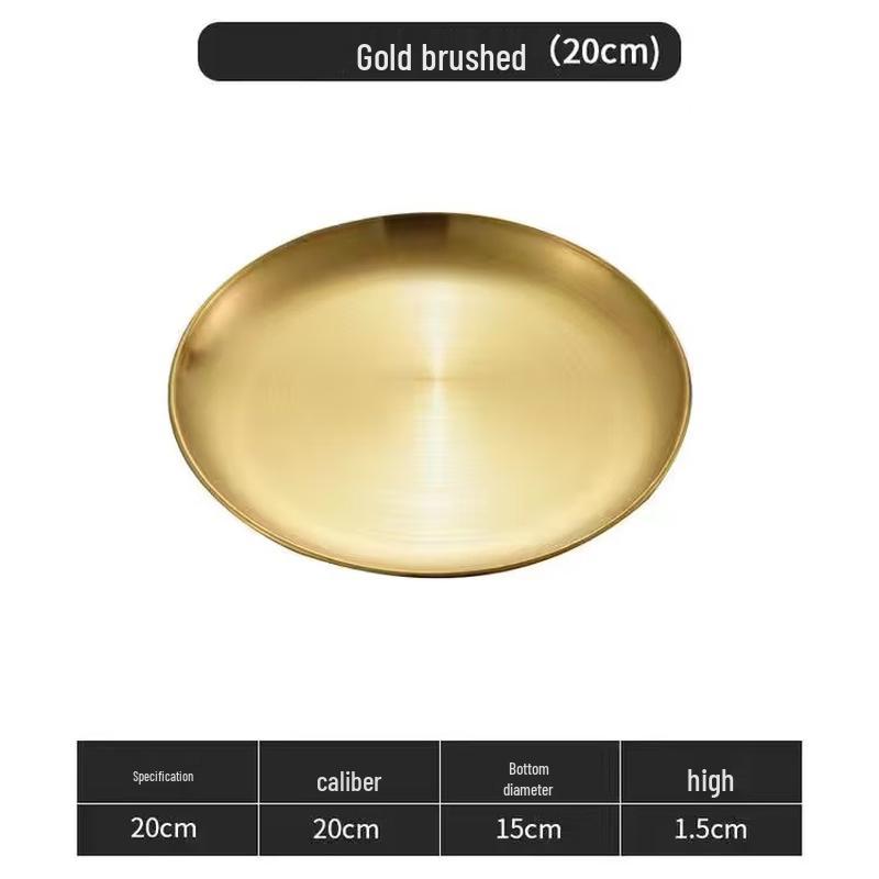

ZISIZ Gold Stainless Steel Shallow Dinner Plate Set