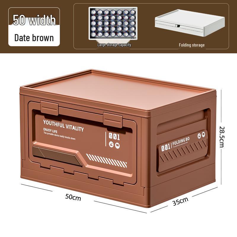 Extra Large Outdoor Storage Box: Side-Opening, Wood Lid, Foldable Camping & Car Trunk Organizer