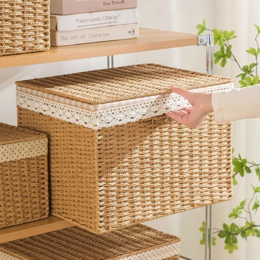 Large Capacity Foldable Storage Bin Plaid lining Laundry Storage Basket Multifunction Organizer