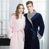 Flannel Nightgown Women Men's Winter Plus Size Bathrobe Thicken Warm Couples Lovers Long Sleepwear Robe with Belt
