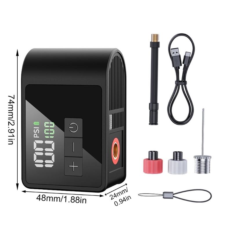 Super Small Easy Carry Bike Air pumps Build In LCD Display AI Auto stops LED Light Multiple Valves Adapters For Mountain Road Bicycles