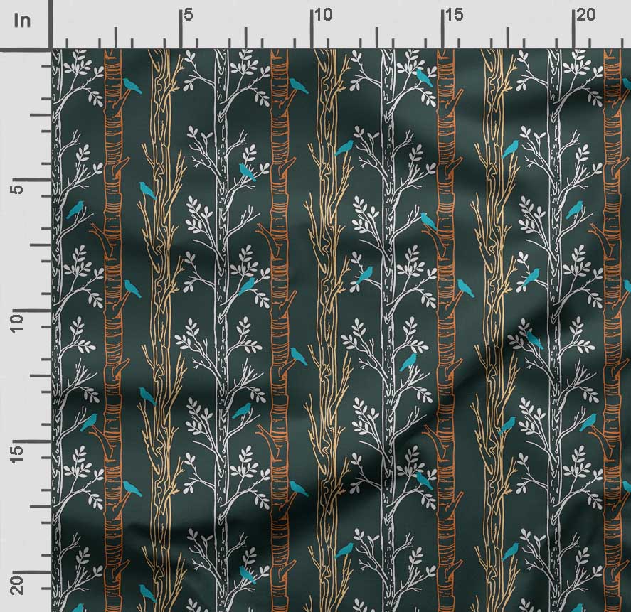 Soimoi Potisk ptáků s listy, Bavlna Cambric, Prošívaná látka prodávaná The Yard 42 palců široká, bavlněná látka střední gramáže, Šicí potřeby,