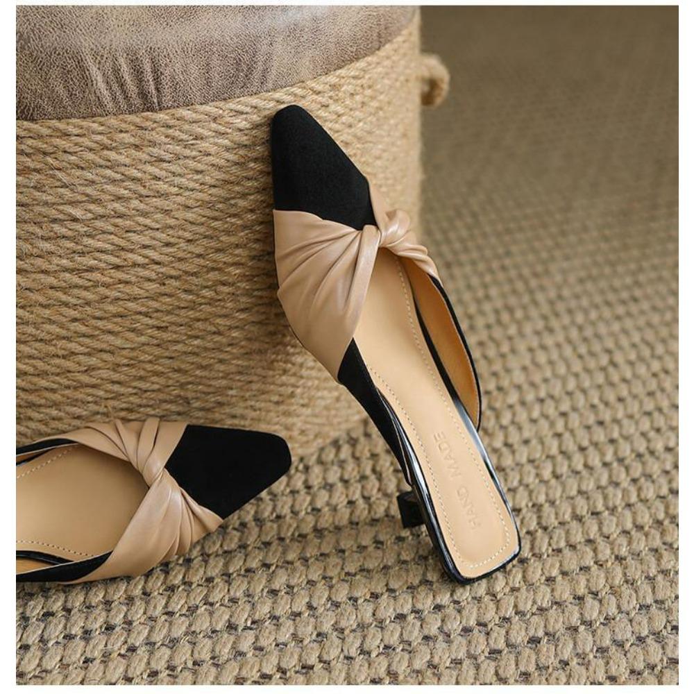 New Women Pointed Toe High Heels Sandals Bowknot Fashion Flower Woman Shoes Slingback Woman Slippers