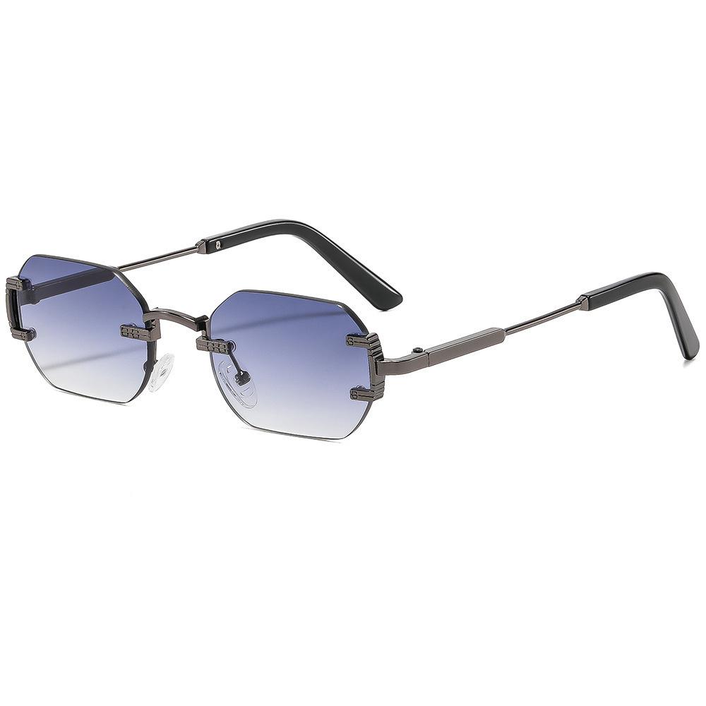 New fashionable retro square frameless trimmed sunglasses ins personalized versatile travel driving sunscreen sunglasses tide