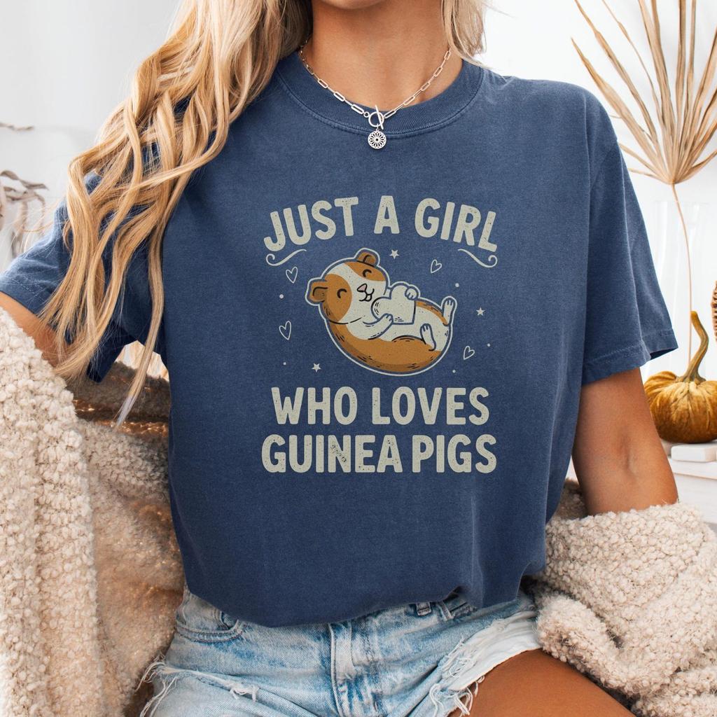 Nur ein Mädchen, das Meerschweinchen liebt Shirt Unisex, Comfort Colors Niedliches Haustierliebhaber T-Shirt, Meerschweinchen Mama Geschenk, Lustiges Tier Grafik T-Shirt