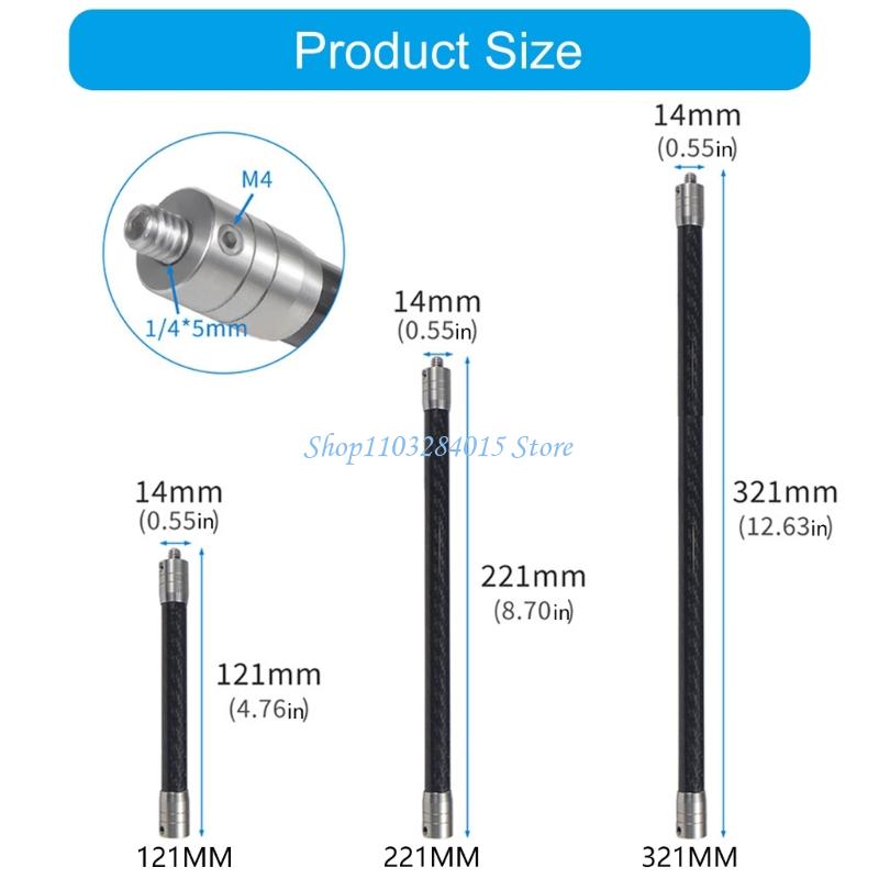 R6FF Lightweight 14mm Carbon Fiber Extension Rod Stainless Steel Connector 1/4inch
