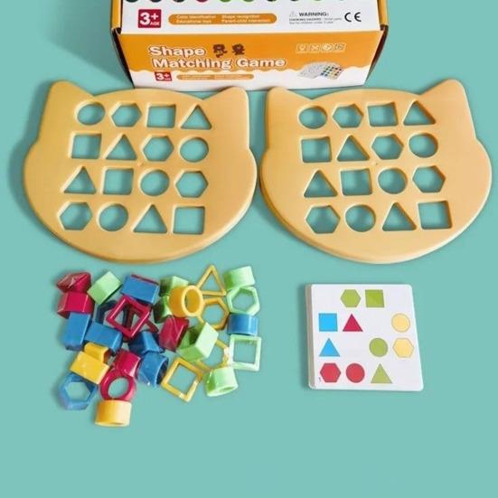 1 Set Geometry Shape Matching Game Toddlers Boys Girls Logic Focus Training Color Shape Learning Educational Toy Multi-player Interactive Puzzle Board