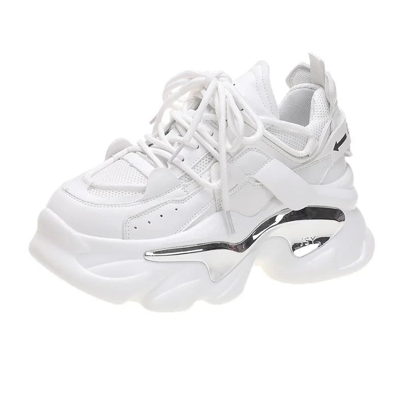 

Мода Весна 2025 Массивные кроссовки для женщин Дышащая сетка Повседневная обувь Женская Толстая подошва Спортивная обувь на платформе Черный Розовый 39 белый