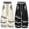 Mens Casual Loose Fit Sweatpants Skull Hand Print Street Style Trousers