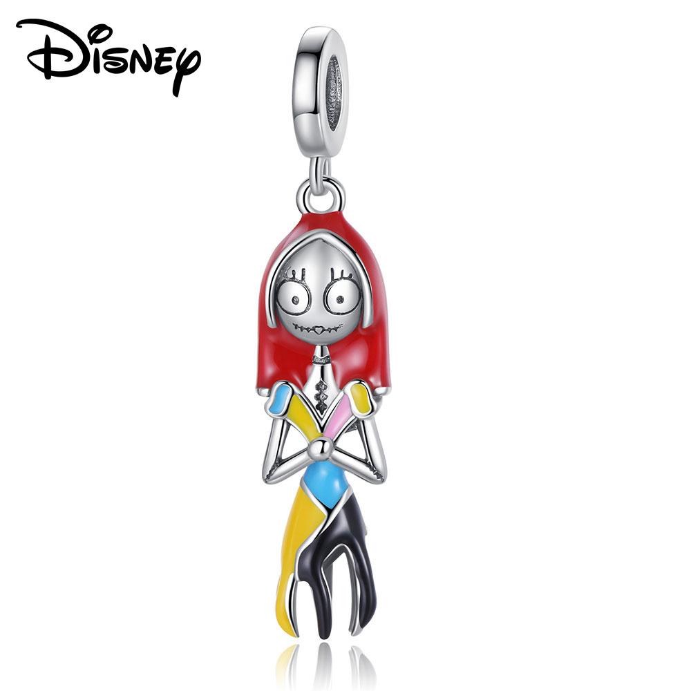 Disney 925 Silver Mickey and Flower Fairy Pendant Beads Suitable for Girls To DIY Original Bracelets Fashion Gifts