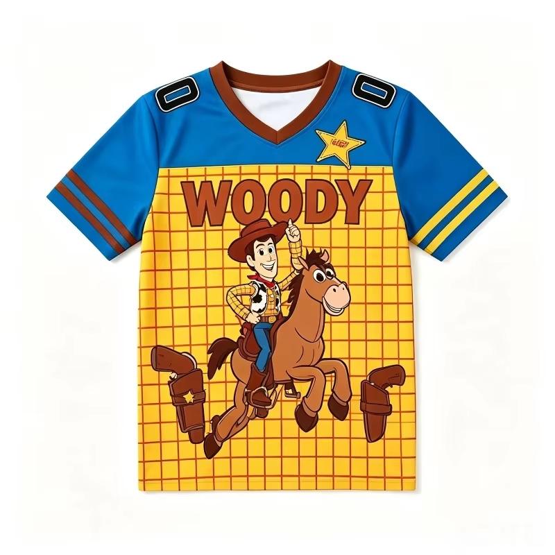 Kids Rex Football Jersey T‑Shirt Toy Story Print Short Sleeve Sport Tee Boys Girls Cartoon Anime Sportswear Casual Children Tops