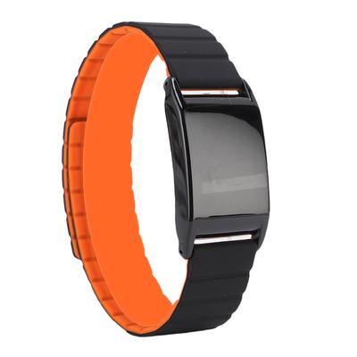 Magnetic Silicone Watch Band Replacement for WHOOP 4.0 Watch Fitness Tracking Band Soft Skin Friendly Black Orange