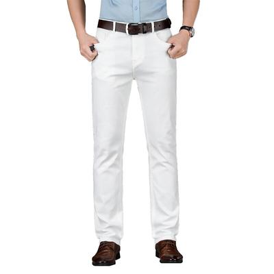 Shan bao clássico marca de luxo alta qualidade jeans branco 2021 primavera negócios moda algodão estiramento masculino casual magro jeans