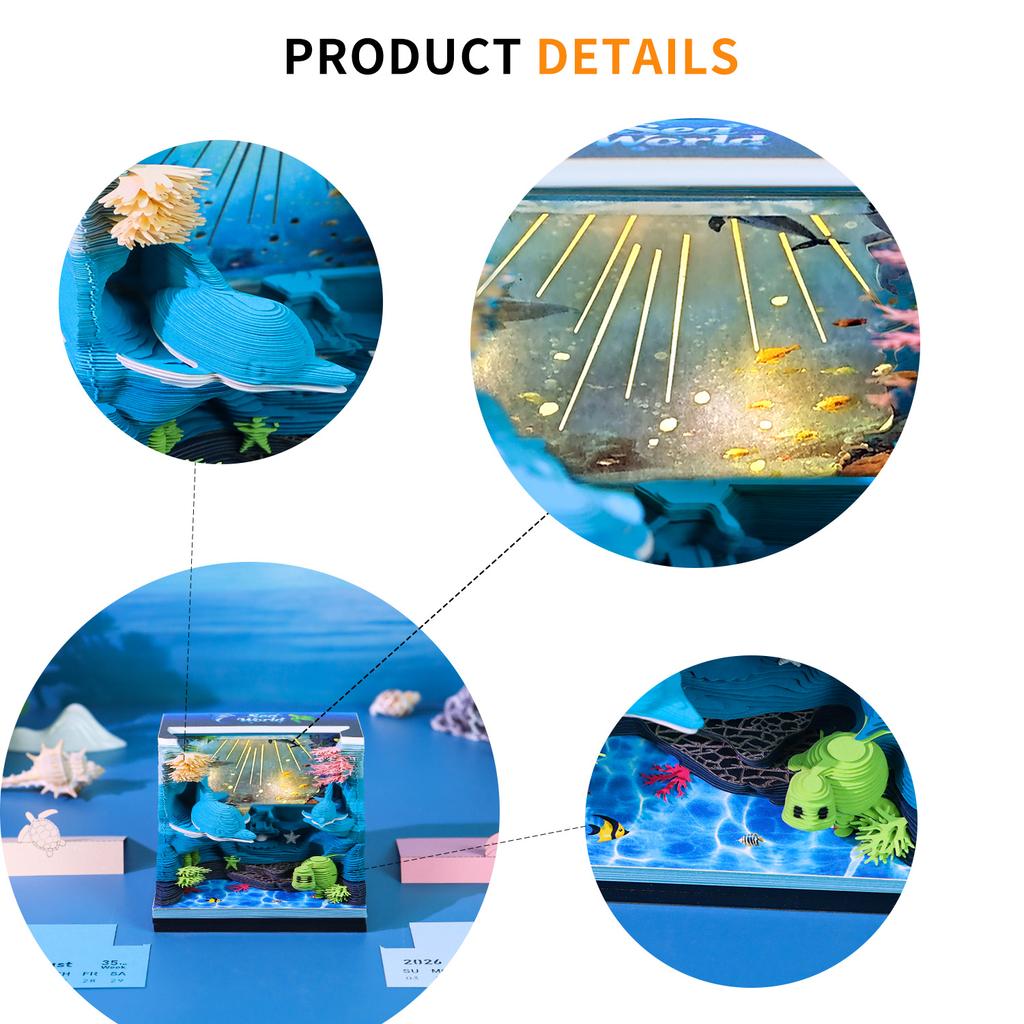 Underwater World DIY Style Layered Paper Model Memo Calendar Ocean Craft Hand-Tearable Memo Pad Perfect Gift Paper Crafts