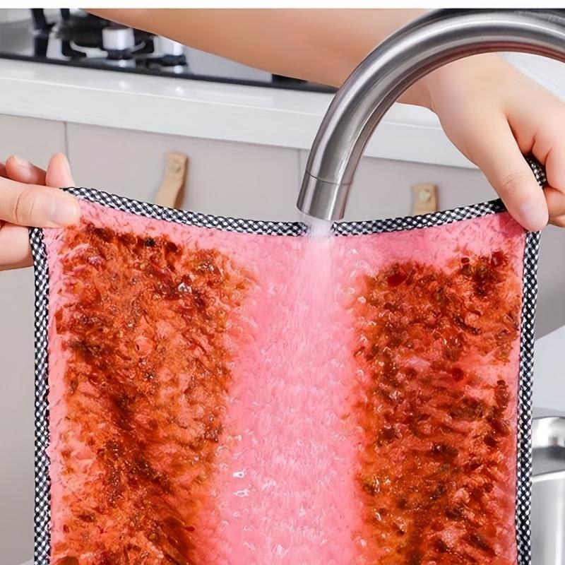 5pcs(Random colo super absorbent microfiber kitchen towels - non greasy cleaning cloth, suitable for washing dishes and surfaces