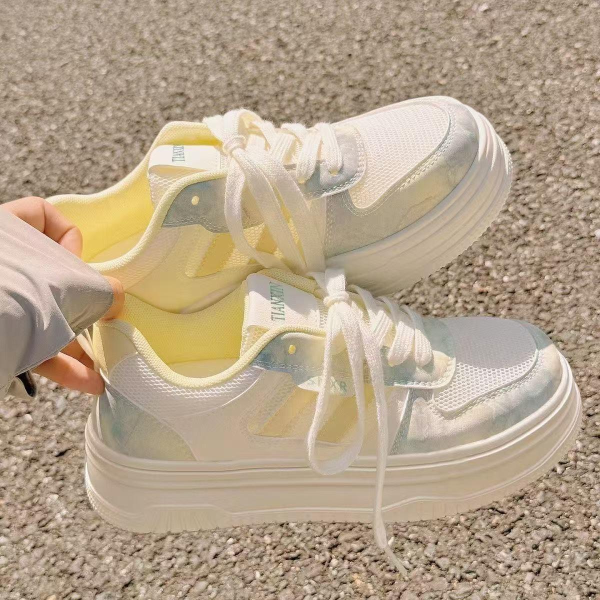 

Летняя женская обувь маленькие белые туфли женские новые дышащие сетчатые туфли универсальные нишевые туфли-хлебушки платформа спортивные кеды 40 светло-зеленый