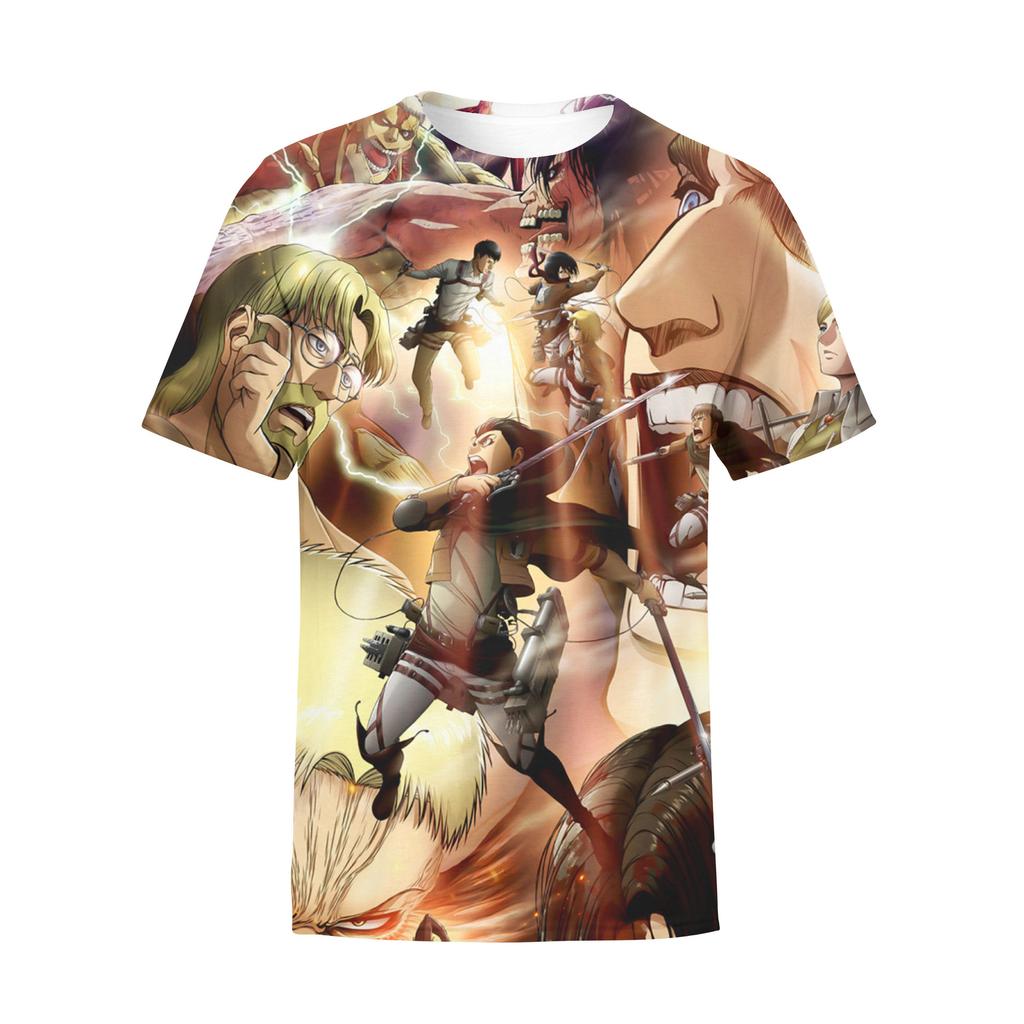 Attack on Titan 3D Digital Print T-Shirt for Anime Fans, Fashion Graphic Tee, Breathable Polyester Short Sleeve Streetwear Tops