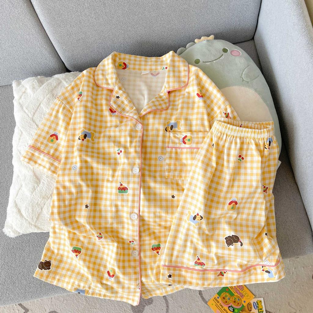 Summer new pajamas women's short-sleeved shorts thin cloud cotton cartoon cute large size Korean version loungewear