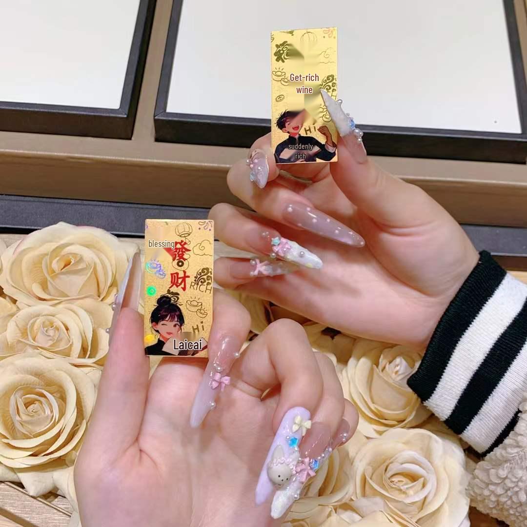 Valentine s Day Pure 999 Gold Mobile Phone Prosperity Sticker - Colorful Cartoon Design