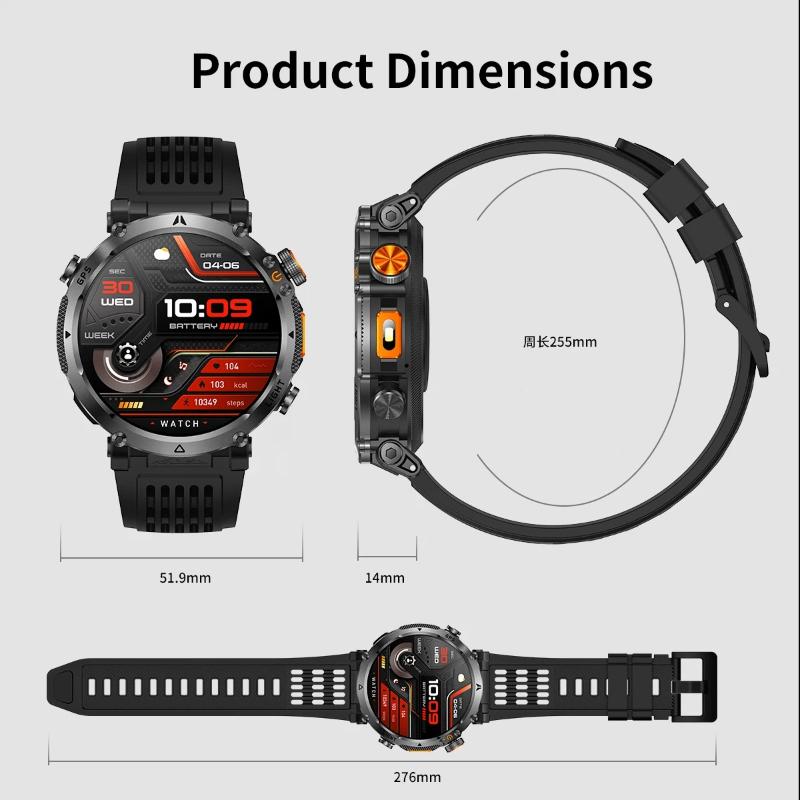 2026 New Military GPS Sports Smart Watch Men Compass 3ATM Waterproof Swim Fitness Tracker AMOLED HD SmartWatches 850Mah Battery