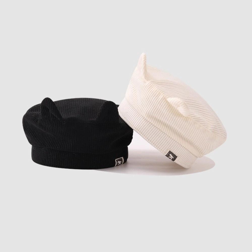 Cute Baby Corduroy Beret Korean Duck Tongue Cap Lovely Cat Ear Beret  Kids