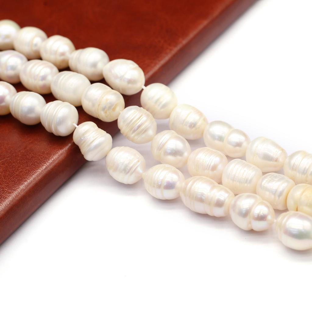 1String, White Natural Freshwater Pearls, Handmade Rice Pearl Beads for Jewelry Making DIY Necklaces, Bracelets Crafts (Beads 10-11mm, Length 36cm)