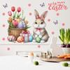 Easter Bunny Flowered Easter Egg Wall Stickers for Bedroom and Living Room Decoration and Beautification Wall Stickers