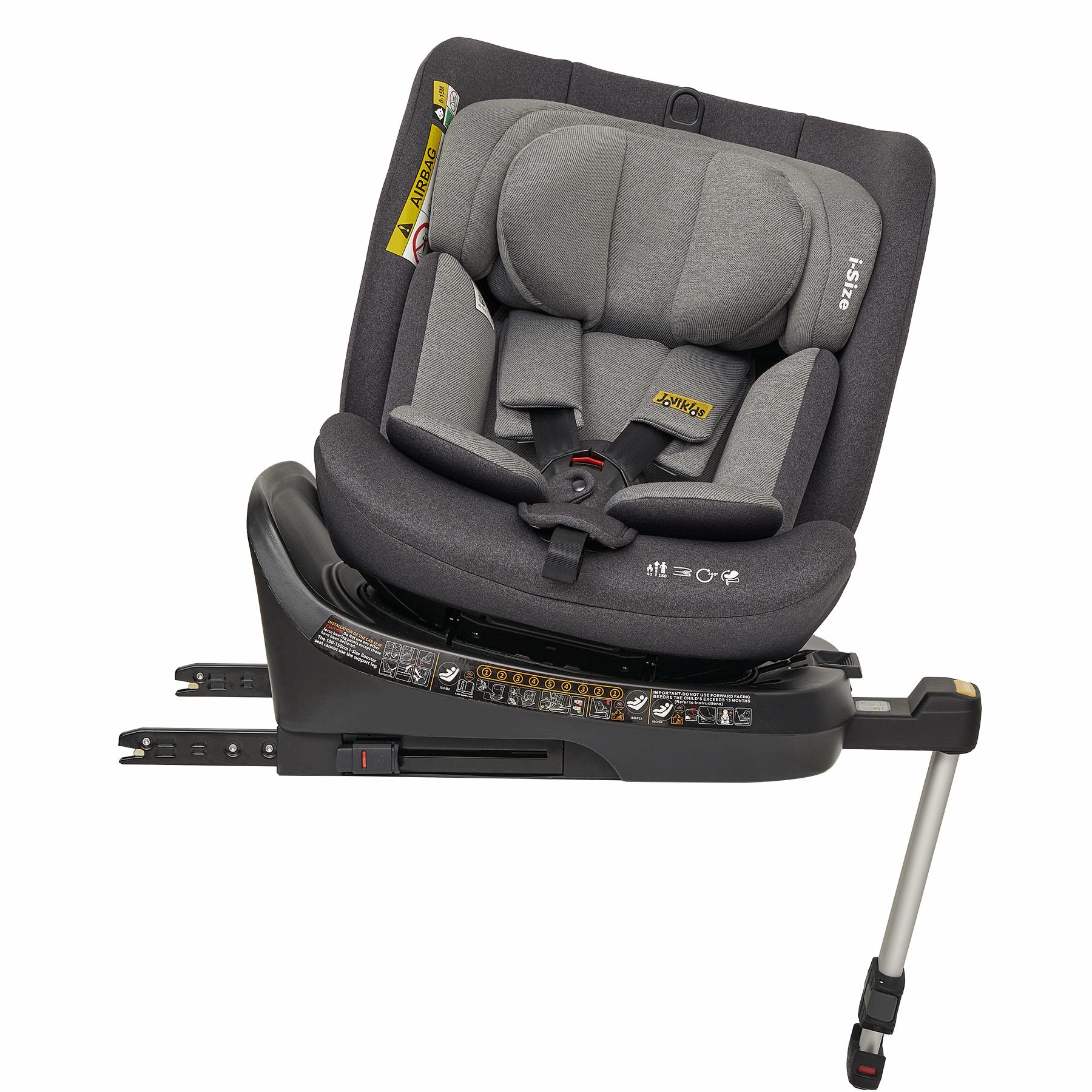 360° Drehbar Kindersitz mit ISOFIX, i-Size 40-150cm(ab Geburt -12 Jahre) Reboarder mit Liegefunktion & Abnehmbar Vordach, ECE R129 (blau) Black + Fabric + Polypropylene + Stainless Steel