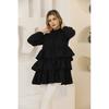 Women's Layered Sleeves Elastic Buttoned Tunic