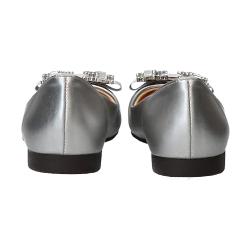 Bridget Birkin Damen Ballerina Regenschuhe mit Strassschleife (554022), Silber, Größe 24,5 cm