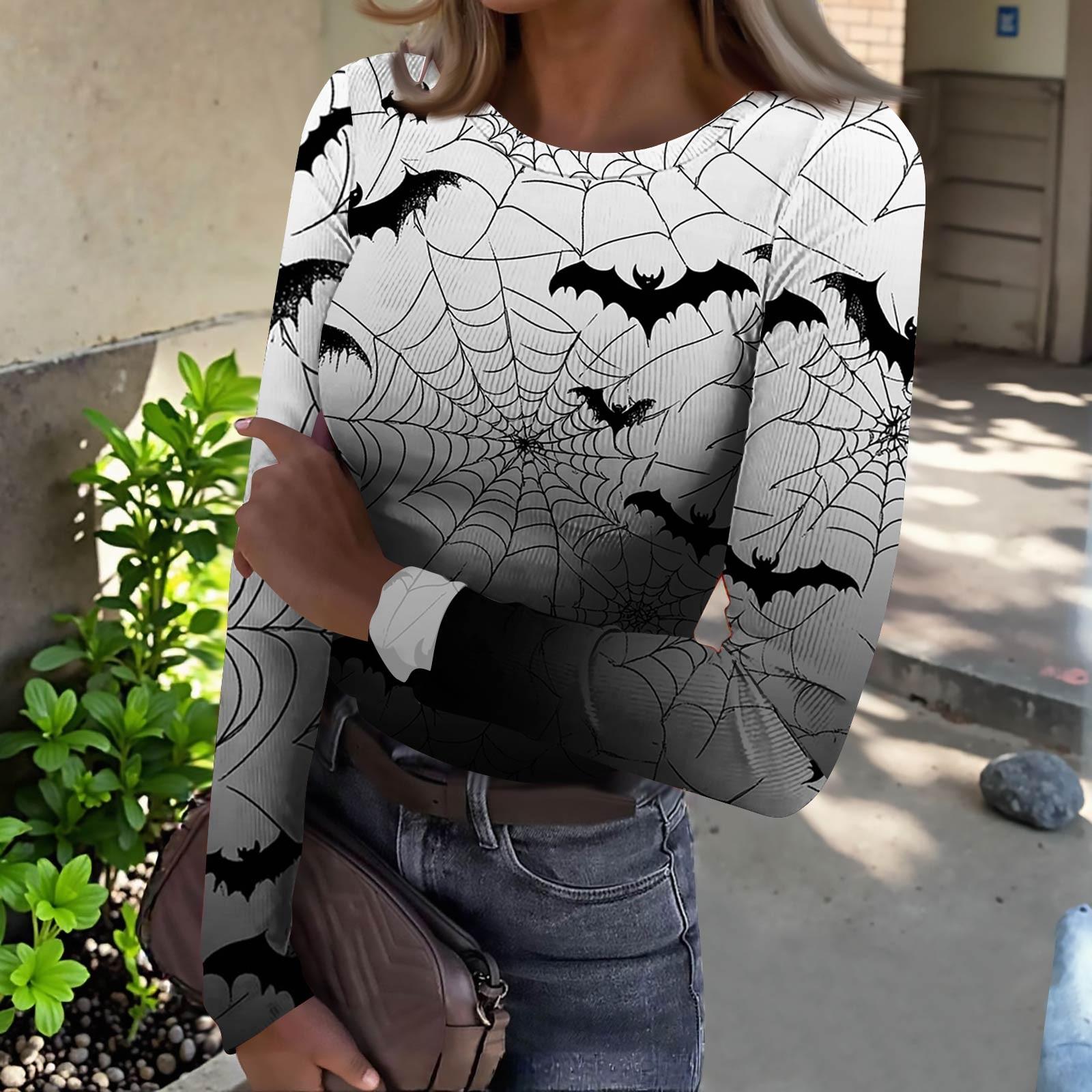 

Женская футболка с облегающим низом, модная повседневная с градиентным принтом, пуловер с круглым вырезом и длинными рукавами S