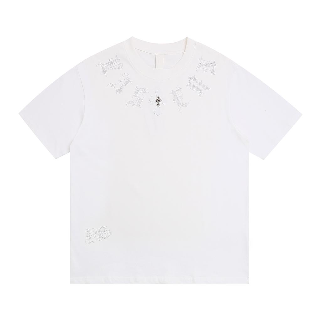 1958 CHROME HEARTS 2025 Summer New High Quality Cotton Round Neck Loose Large Size Men's and Women's T-shirt Couple T-shirt